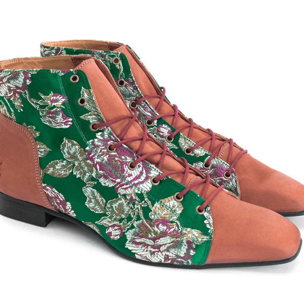 DISCONTINUED -- John Fluevog Tudor brocade lace up boot / oxford